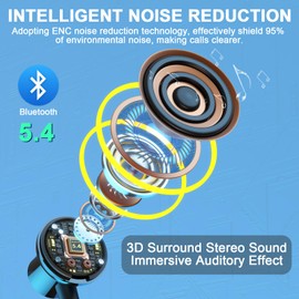 LAMA Bluetooth 5.4 Headphones Sports Earphones 80 Hours Playtime Noise Cancelling Wireless Sports Headphones In-Ear Headset with LED Display Game Mode Neckband for Hiking Running Black