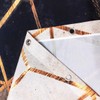 BIYSUC Ombre Brown Marble Shower Curtain Abstract Geometric Grid Cubic