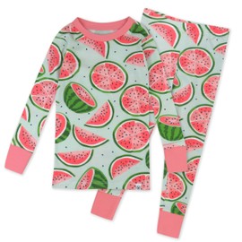 HonestBaby 2-Piece Pajamas Sleepwear PJs 100% Organic Cotton for Baby, Toddler, Kids, Girl, Watermelon Oasis, 5T