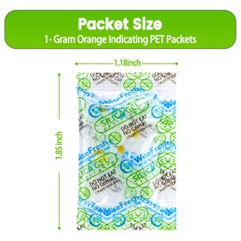 Wisesorb 50Pcs 1 Gram Food Safe Desiccant Packs, Silica Gel Packets, Indicating Desiccant Moisture Absorbers for Storage