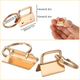 DAOST 100Pcs 1 Inch Key Fob Hardware Bulk Gold Fob Wristlet Hardware Keychain Fob Hardware with Key Ring for Wristlet Keychain, Key Lanyard and Key Chain Making Hardware Supplies