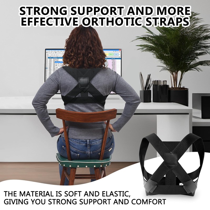 wokdsbl Posture Corrector Women & Men,Comfortable Elastic Adjustable Back Support