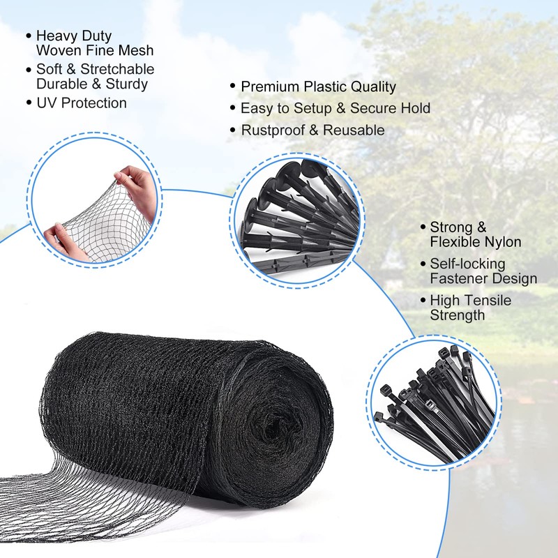 BUZIFU Pond Netting, 15 x 20FT Heavy Duty Pond Net