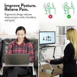 Uncaged Ergonomics Adjustable Book Holder, Tablet & Laptop Stand, Aluminum Portable Reading Stand for Textbooks & Cookbooks, Recipe Holder for Kitchen Counter, Silver