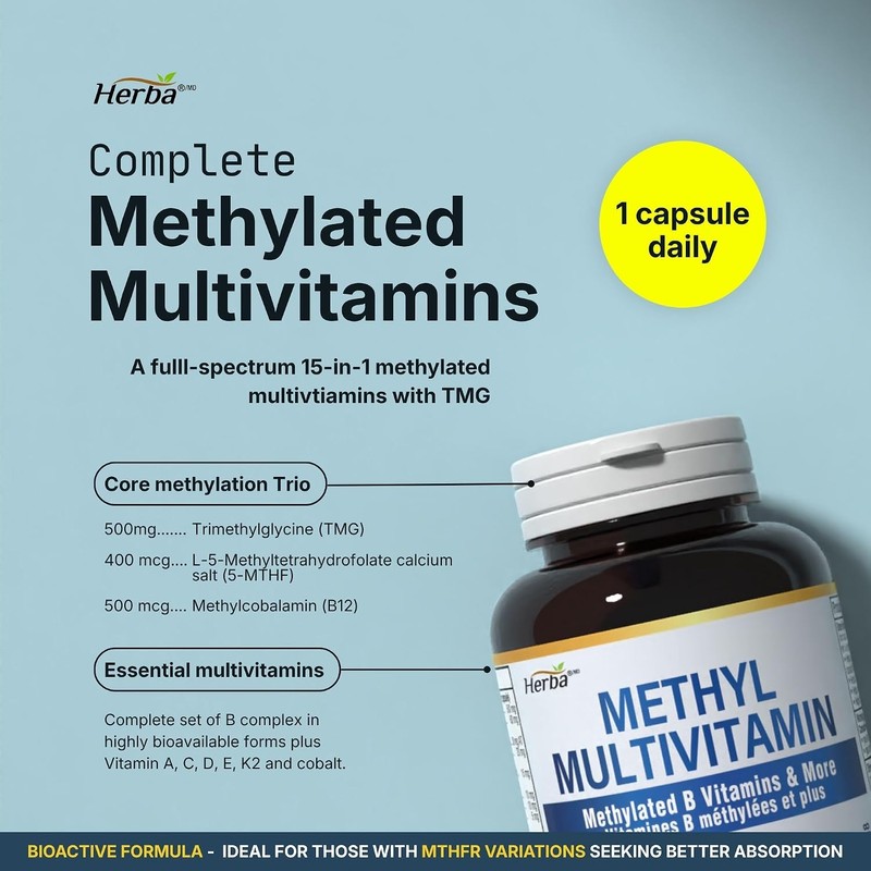 Herba Methylated Multivitamin with 500mg TMG & Methylated B Complex