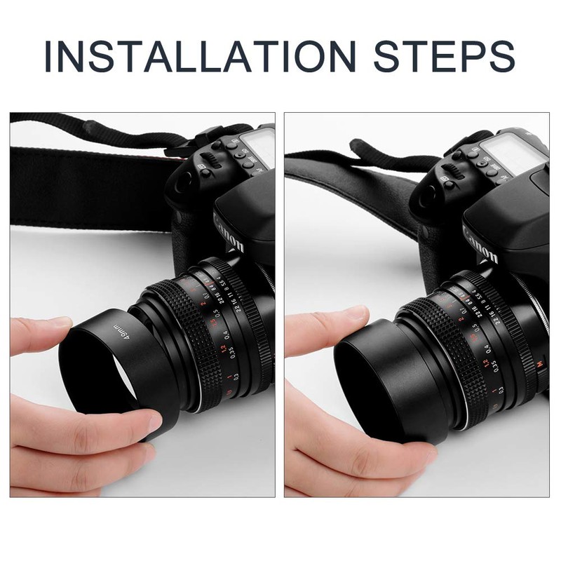 Fotover 52mm Metal Standard Screw-in Standard Lens Hood with Centre