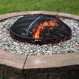 Sunnydaze Heavy-Duty Steel Mesh Fire Pit Spark Screen with Handle - 40-Inch Diameter