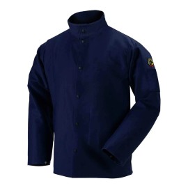 Black Stallion Medium Navy Welders Collar Flame Resistant Treated Cotton With Snap Buttons