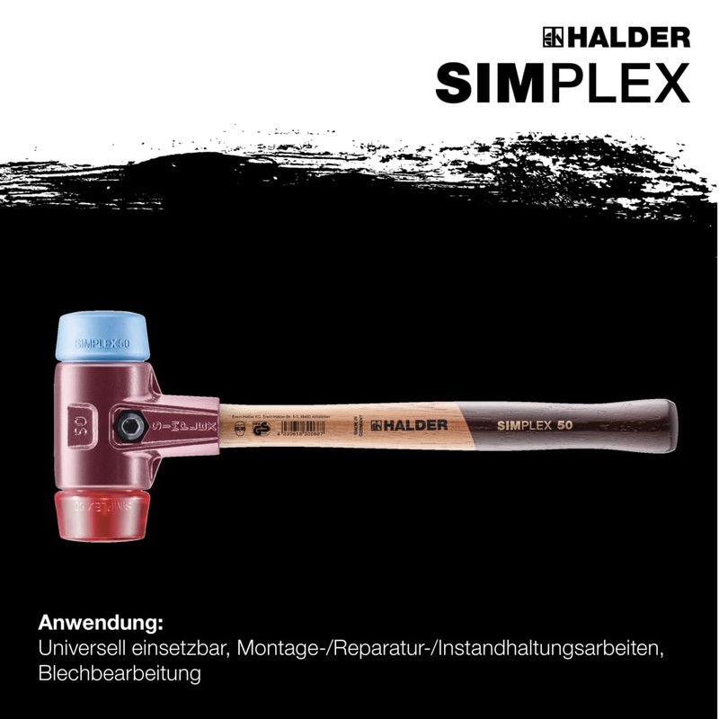 Halder 3016040"Simplex Face TPE-Soft/Plastic Mallet, Multi-Colour, 40 mm
