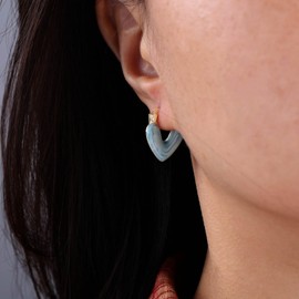 Cybche Enamel Heart Hoop Earrings Blue Acrylic Heart Earrings Gold Enamel Heart Drop Earrings Blue Enamel Heart Huggie Earrings Jewellery for Women, Zinc, No Gemstone