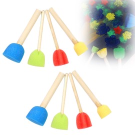 PAVIKE Sponge Brushes [Set of 8] Stencil Sponge Sponge Foam Brush Foam Brush with Wooden Handle Washable and Reusable Paint Tools, Paint Foam Brushes Used for Acrylic, Art, Varnishes, Crafts
