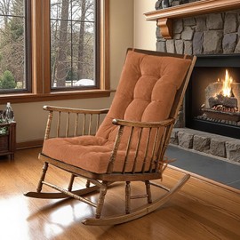 Vicatiful Rocking Chair Cushion, Non Slip Seat & Back Cushions with Ties,Durable Comfort Non-Slip Bottom Tufted Seat Pads (Brown)