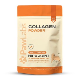 PawLabs Collagen Powder for Dogs - Collagen Type II from Chicken Sternum, Eggshell Membrane, Hyaluronic Acid, Vitamin E & C - Joint Health & Cartilage Support
