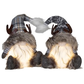 Brandsseller Christmas Gnome 20 cm with LED - Scandinavian Figures, Detailed Gnome as Decorative Winter Decoration for Table, Window & Living Room, Pair