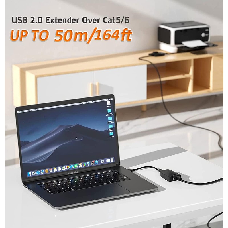 USB Over Ethernet Extender to Rj45 Adapter for Cat 6/6e/5/5e
