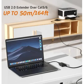 USB Over Ethernet Extender to Rj45 Adapter for Cat 6/6e/5/5e UP to 50m/164ft, USB to Ethernet Adapter for Laptop, Compatible with Computers, Mobile Phones, Keyboards, U Disks, Printers