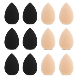 WLLHYF 12 pieces mini make-up sponge set, blending sponge, small blender foundation for powder, cream, repairs, cosmetic sponges (black + skin colour
