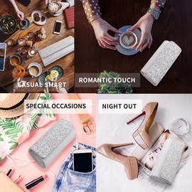 BBjinronjy Clutch Evening Bag Handbag with Detachable Chain Strap for Wedding Cocktail Party Women, Silver 2