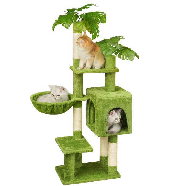Meecal Cat Tree with Leaves for Indoor Cats, 47" Cute