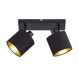 Reality Leuchten Tommy R80332079 Spotlight Bar Metal Black Matt Fabric Shade Black / Gold