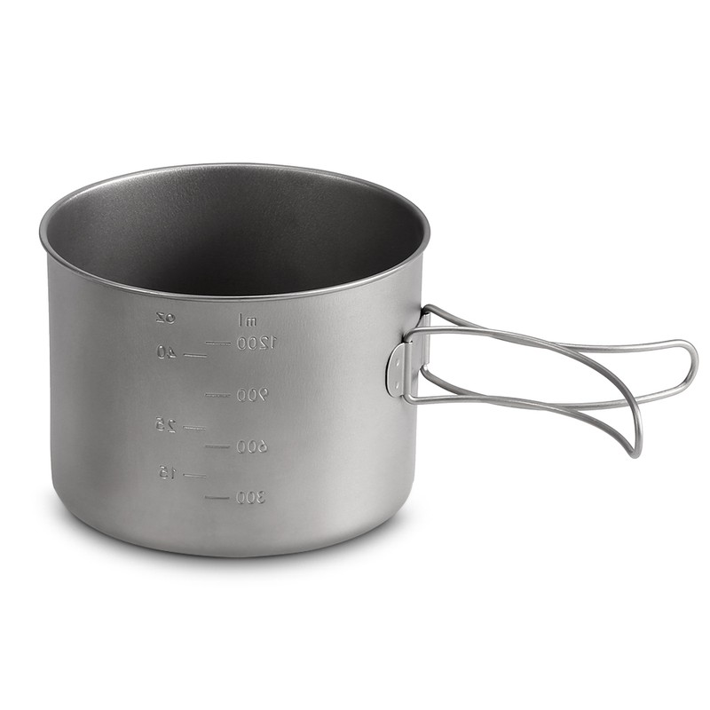 1100ML / 1600ML Titanium Pot Pan Set Super Lightweight Camping