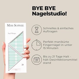 Miss Sophie Nagelfolie - Minty - Einfarbig, Gr√ºn, Nail Wraps - 24 ultra-d√ºnne selbstklebende langanhaltende Nagelfolien