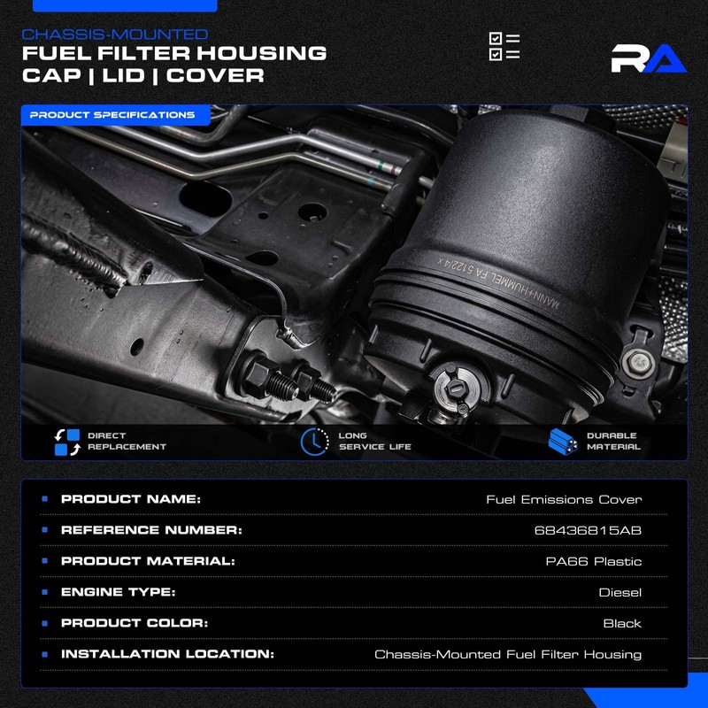 68436815AB Diesel Fuel Filter Housing Emissions Cover Cap Fit for