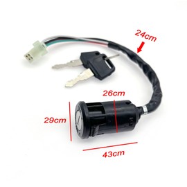 JZK Ignition Key Set Connect 4 Wire Wheeler Quad Pin for 50cc 70cc 100cc 110cc 125cc 150cc 180cc 200cc 220cc 250cc E-Scooter ATV Dirt Pocket Bike for Buyang Roketa TaoTao Coolsport