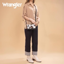 Wrangler Small Crossbody Wallet Purse for Women Crossbody Bag with Cell Phone Pocket WG189-206COW-BK