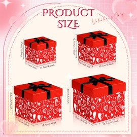 Epakh 4 Square Gift Boxes with Lids Gift Box Nesting Gift Boxes Assorted Sizes for Valentine's Day Presents Flower Birthday Bridesmaid Wedding Christmas Party Favor Boxes (Stylish)