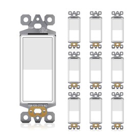 Single Pole Decorator Wall Light Switch, 15A 120V/277V, 3 Wire Paddle Light Switch, On/Off Rocker Interrupter, Residential Grade, UL Listed, White (10 Pack)