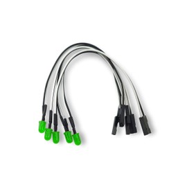 MakerSpot Pre-Wired 5mm LED with 6inch Dupont Wire on 2 pins Single Female Jumpers Green Color 5 Pack