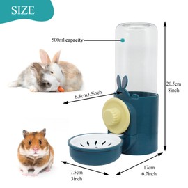 WishLotus Rabbit Water Bottle, Detachable Pet Cage Hanging Guinea Pig Water Dispenser 500ml/17.6 oz No Drip Automatic Rabbit Water Dispenser for Rabbits Guinea Pigs Small Animals to Drink Water (Blue)