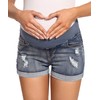 Foucome Women's Maternity Ripped Jean Shorts Roll Hem Denim Shorts