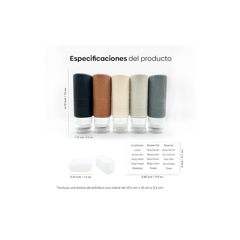 Kit de Viaje Envases Silicona INCLUYE 2 Protectores Para Cepillos