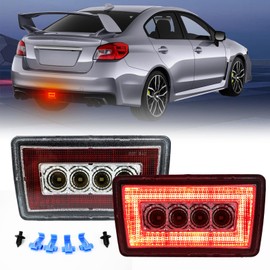 PGTOPONE JDM - Luz antiniebla trasera para parachoques, función de la lámpara de freno de marcha atrás, compatible con Subaru WRX STI, Impreza, XV Crosstrek (arnés de cableado y soporte de montaje) (rojo)