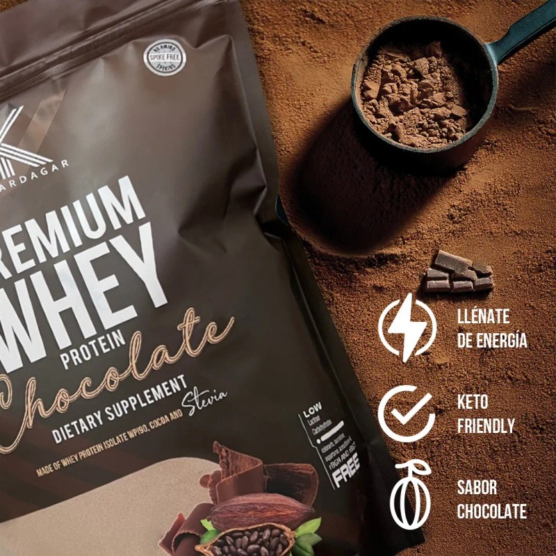 Premium Whey Protein Chocolate Kardagar Con Stevia 1kg Bulk