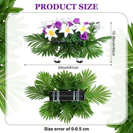 Artificial Flowers for Headstone Faux Tombstone Saddle Artificial Patriotic Realistic Cemetery Flower Gravestone Purple Rose and Lily Mix Arrangement for Memorial Day Outdoor Grave Decoration
