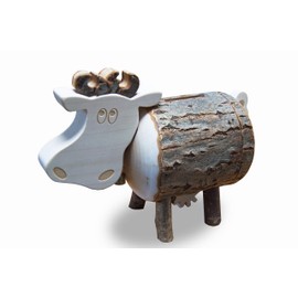 Waldfabrik Natural Wooden Cow-Shaped Money Bank, Traditional Craftsmanship, Creative Gift Idea