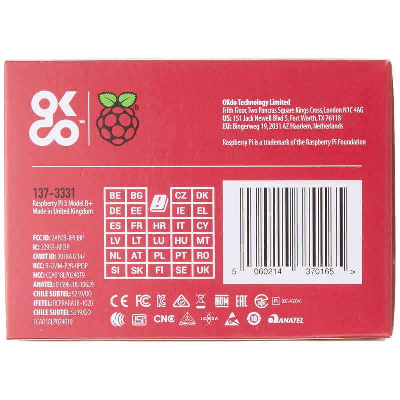 Raspberry 1373331 Pi 3 Model B+ Motherboard, 1GB