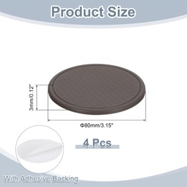 sourcing map 4Pcs Non-Slip Furniture Pads, 3.15" Round Anti Skid Rubber Caster Cups, Anti-Sliding Furniture Coasters, Anti Slide Floor Protectors Pads for Bed Couch Table (Brown)