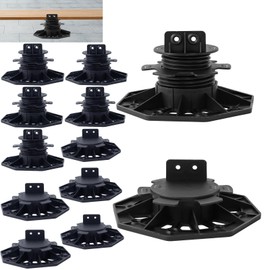 YMSZGBZG 12PACK Adjustable Deck Support Pedestal, 1-3/16'' to 2-3/4'' Height, Deck Foundation Support Base (Black)