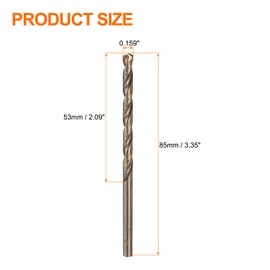 HARFINGTON 12pcs Cobalt Drill Bit, #21 0.159" HSS-CO Aircraft Twist Drill Bit with Straight Round Shank for Drilling Stainless Steel Cast Iron Tough Material