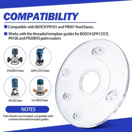 Palm Router Subbase PR110, Palm Router Accessories with Screws- Round Base Plate for Bosch RA Threaded Templet Guides, Accurate Positioning of Bit, Fits for Bosch Trim Routers GKF125CE, PR20EVS, PR10E