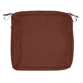 Classic Accessories Montlake Water-Resistant 21 x 19 x 3 Inch Rectangle Outdoor Seat Cushion Slip Cover, Patio Furniture Chair Cushion Cover, Heather Henna Red, Patio Furniture Cushion Covers