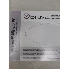 Braval Nitrile PF Medical Exam Gloves – Powder-Free, Latex-Free, Textured, Mediu