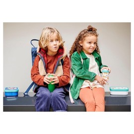 Mepal Campus Lunchbox, Bento Lunchbox for Children, Lunchbox with Bento Compartment and Fork – Meal Prep Box with Clip Closure – BPA Free and Dishwasher Safe – 750 ml, Turquoise