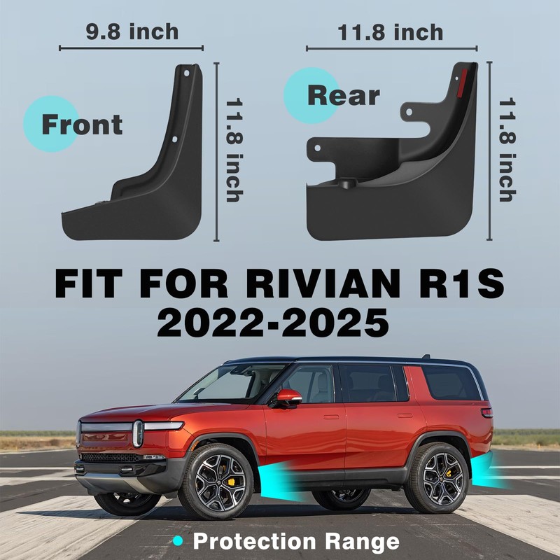 BestEvMod Mud Flaps Splash Guards Compatible with Rivian R1S 2022-2026