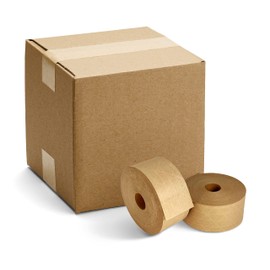 APQ Pack of 8 Reinforced Water Activated Tapes 2.75" x 375'. Gummed Tape for Corrugated Cartons. Kraft Box Tape with Permanent Adhesion. Paper Tape for Packaging, Shipping, Mailing, Moving.