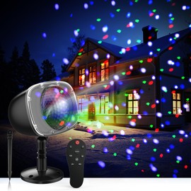 Christmas Projector Lights Outdoor,15 Colors Rotating Falling Snow Projection with Remote for Xmas Moving Points Landscape Lights for Home Indoor Yard Garden Party and for Show Club Pub Decorations